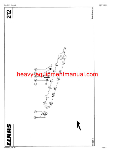 CLAAS DOMINATOR 96 COMBINE PARTS CATALOG MANUAL (SN: 14000021-14099999)