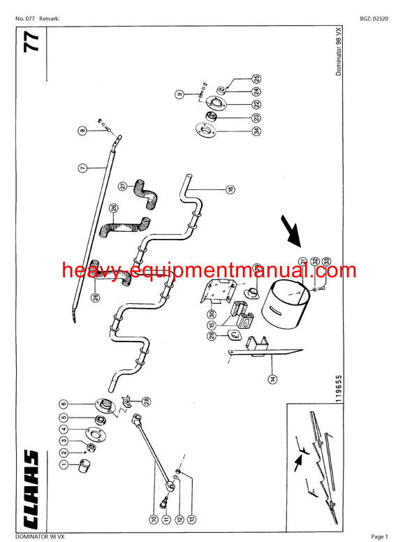 PDF Claas 98 VX Dominator Combine Parts Manual