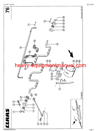 PDF Claas 98 VX Dominator Combine Parts Manual