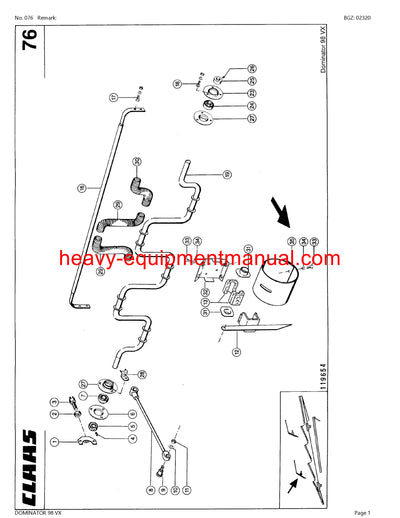 CLAAS DOMINATOR 98 VX COMBINE PARTS CATALOG MANUAL