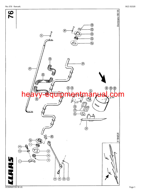 CLAAS DOMINATOR 98 VX COMBINE PARTS CATALOG MANUAL