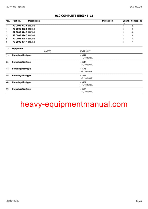 CLAAS ERGOS 105-85 TRACTOR PARTS CATALOG MANUAL SN CT82G0050 - CT82G0194