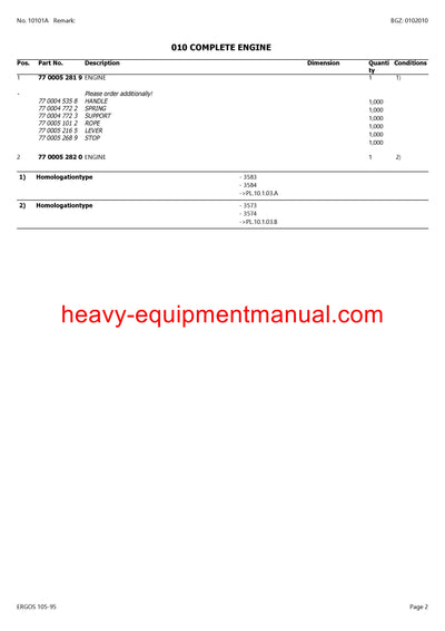 PDF Claas 105 - 95 Ergos Tractor Parts Manual