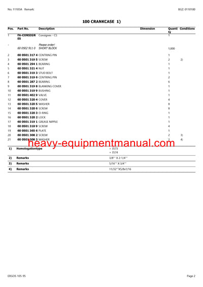 PDF Claas 105 - 95 Ergos Tractor Parts Manual