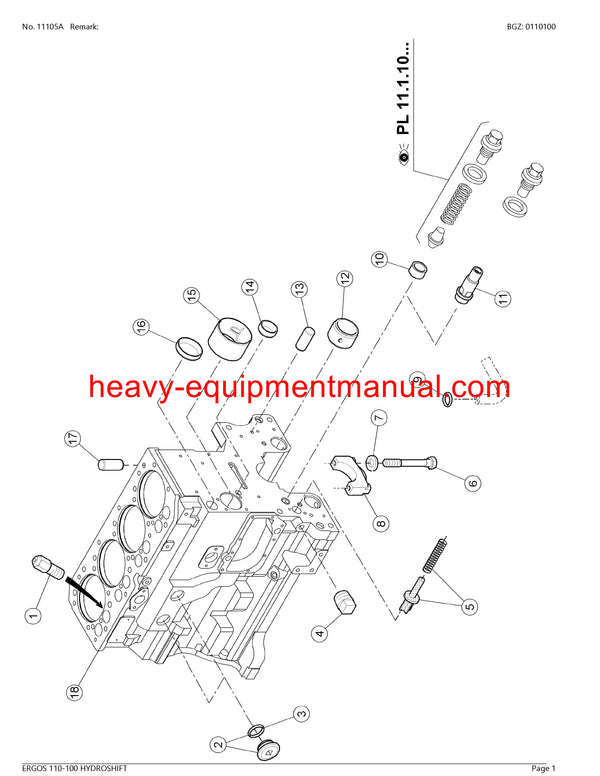 PDF Claas 110 - 100 Ergos Hydroshift Tractor Parts Manual