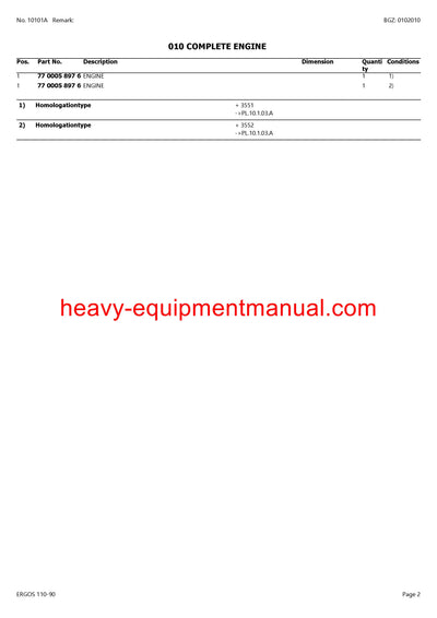 CLAAS ERGOS 110-90 TRACTOR PARTS CATALOG MANUAL SN CT92G0001 - CT92G2999