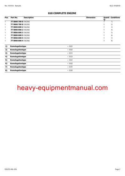 CLAAS ERGOS 466-436 HYDROSHIFT TRACTOR PARTS CATALOG MANUAL SN CT04G3001 - CT04G9999