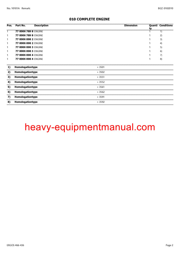 PDF Claas 466 - 436 Ergos Hydroshift Tractor Parts Manual