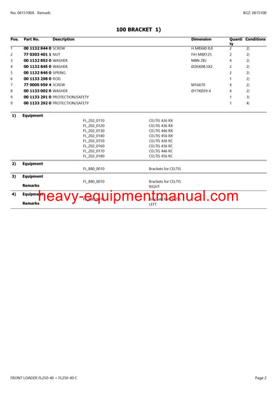CLAAS FRONTLOADER FL250-40 FL250-40C TRACTOR PARTS CATALOG MANUAL SN B9800010 - B9809999