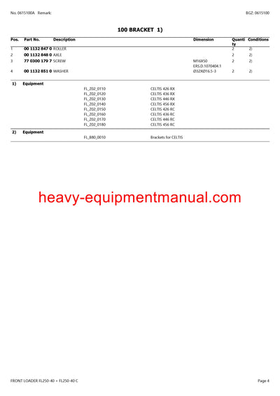 CLAAS FRONTLOADER FL250-40 FL250-40C TRACTOR PARTS CATALOG MANUAL SN B9800010 - B9809999
