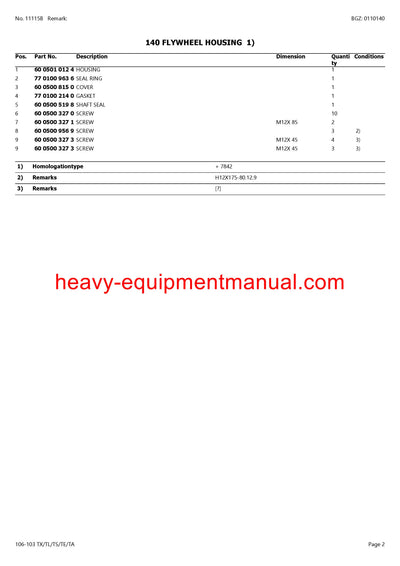 CLAAS HISTORIC 106-103 TX TL TS TE TA TRACTOR PARTS CATALOG MANUAL SN CT4250001 - CT4250796
