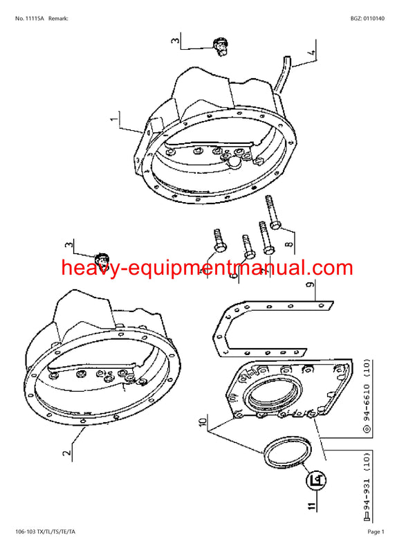 CLAAS HISTORIC 106 TL/103 TX/TS/TE/TA TRACTOR PARTS CATALOG MANUAL SN CT2257092-CT2260246