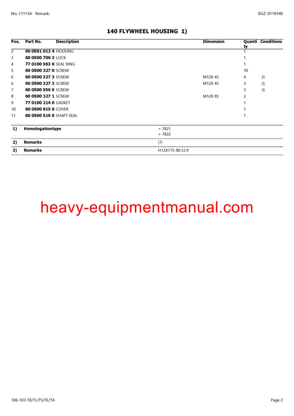 CLAAS HISTORIC 106-103 TX TL TS TE TA TRACTOR PARTS CATALOG MANUAL SN CT2150800 - CT2150960