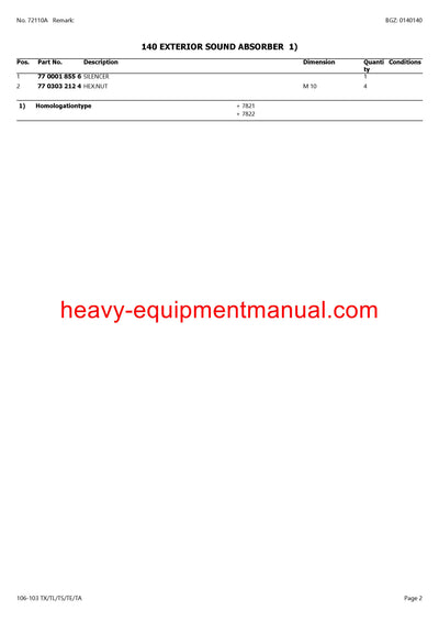 CLAAS HISTORIC 106-103 TX TL TS TE TA TRACTOR PARTS CATALOG MANUAL SN CT2254450 - CT2257091