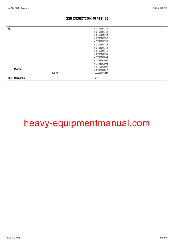 CLAAS HISTORIC 80-55 F V LB TRACTOR PARTS CATALOG MANUAL SN CT21D0266 - CT21D2150