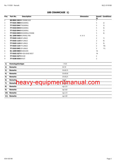 PDF Claas 854 - 650 Mi Historic Tractor Parts Manual