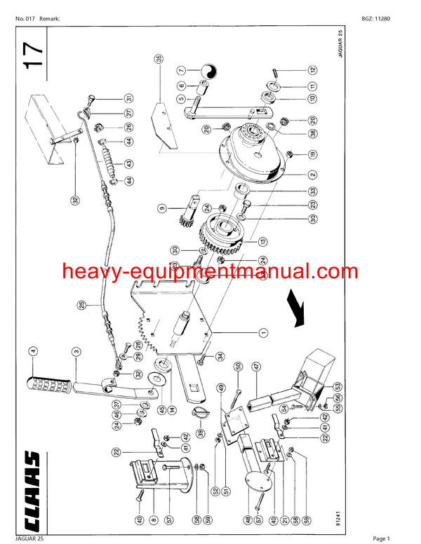 CLAAS JAGUAR 25 FORAGE HARVESTER PARTS CATALOG MANUAL