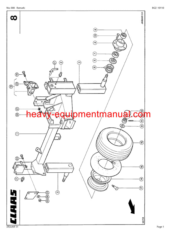 CLAAS JAGUAR 51 FORAGE HARVESTER PARTS CATALOG MANUAL