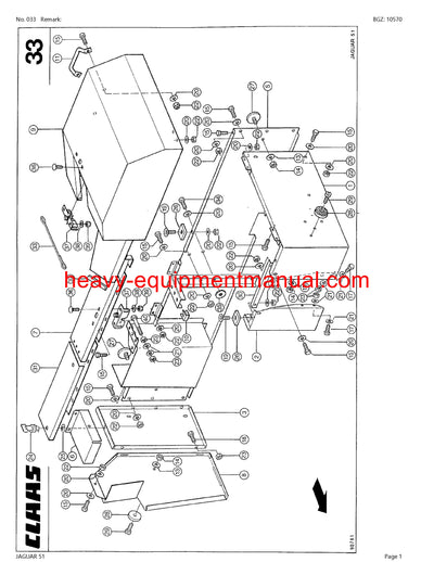CLAAS JAGUAR 51 FORAGE HARVESTER PARTS CATALOG MANUAL
