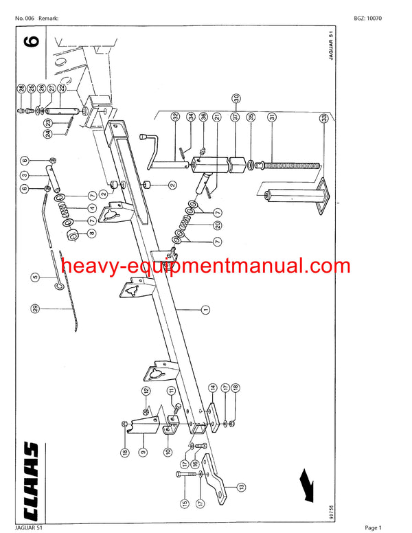 CLAAS JAGUAR 51 FORAGE HARVESTER PARTS CATALOG MANUAL