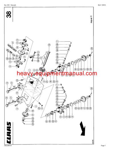 CLAAS JAGUAR 61 FORAGE HARVESTER PARTS CATALOG MANUAL
