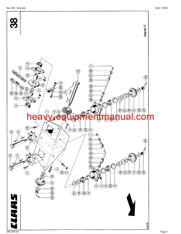 CLAAS JAGUAR 61 FORAGE HARVESTER PARTS CATALOG MANUAL