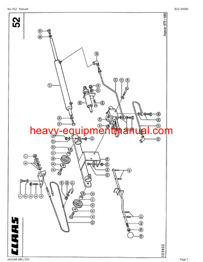 CLAAS JAGUAR 680 675 FORAGE HARVESTER PARTS CATALOG MANUAL (SN: 18200011-18299999)