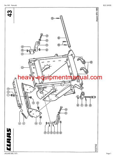 PDF Claas 680/ 675 Jaguar Forage Harvester Parts Manual