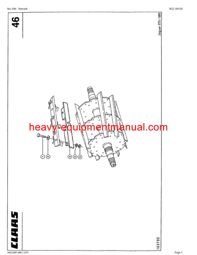 CLAAS JAGUAR 680 675 FORAGE HARVESTER PARTS CATALOG MANUAL (SN: 18200011-18299999)