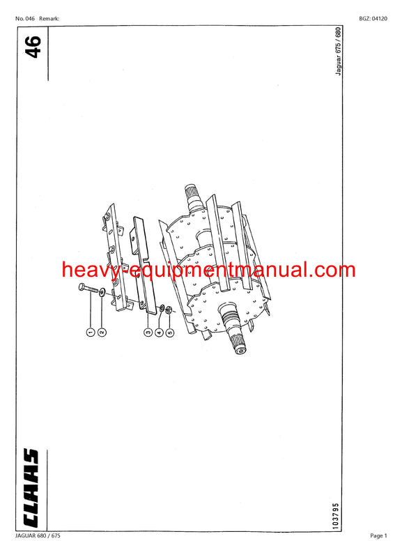 CLAAS JAGUAR 680 675 FORAGE HARVESTER PARTS CATALOG MANUAL (SN: 18200011-18299999)