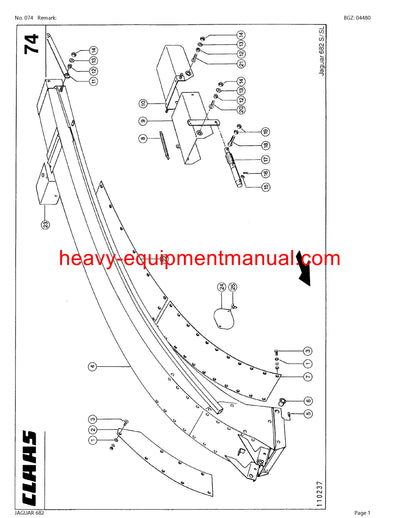 PDF Claas 682 Jaguar Forage Harvester Parts Manual