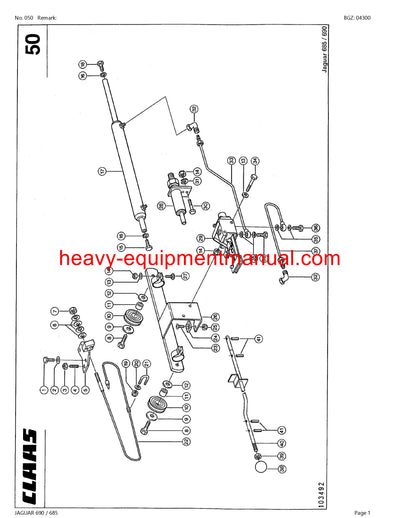 CLAAS JAGUAR 690 685 FORAGE HARVESTER PARTS CATALOG MANUAL (SN: 18300011-18399999)