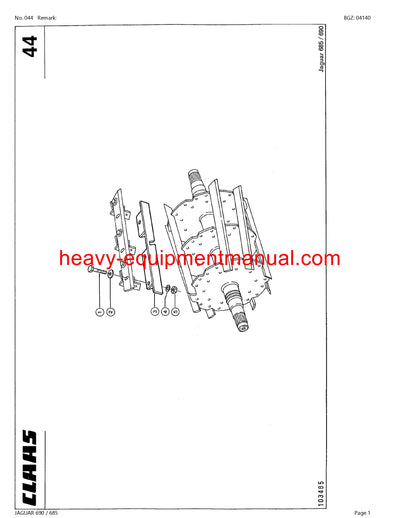 PDF Claas 690/ 685 Jaguar Forage Harvester Parts Manual