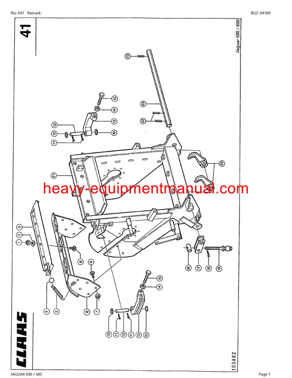PDF Claas 690/ 685 Jaguar Forage Harvester Parts Manual