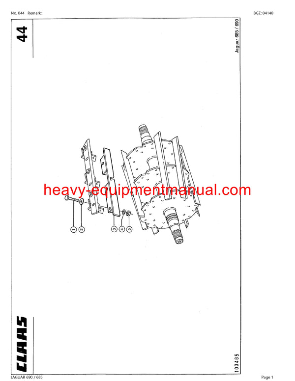 PDF Claas 690/ 685 Jaguar Forage Harvester Parts Manual