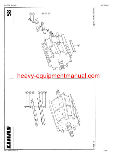 PDF Claas 695 - 685 SL Jaguar Forage Harvester Parts Manual