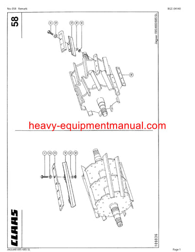 CLAAS JAGUAR 695-685 SL FORAGE HARVESTER PARTS CATALOG MANUAL (SN: 18900001-18999999)