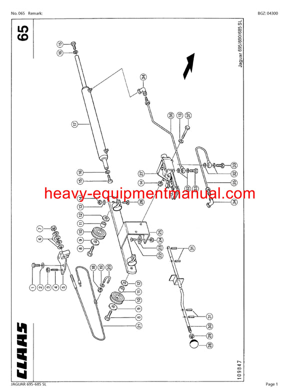 CLAAS JAGUAR 695-685 SL FORAGE HARVESTER PARTS CATALOG MANUAL (SN: 18800001-18899999)