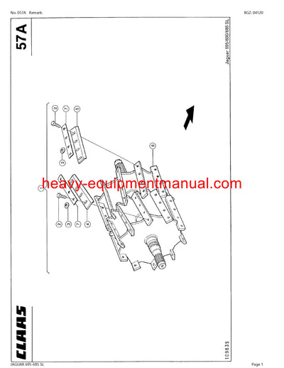 CLAAS JAGUAR 695-685 SL FORAGE HARVESTER PARTS CATALOG MANUAL (SN: 18700001-18799999)