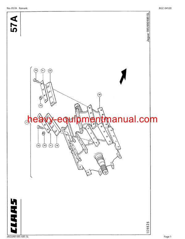 CLAAS JAGUAR 695-685 SL FORAGE HARVESTER PARTS CATALOG MANUAL (SN: 18900001-18999999)