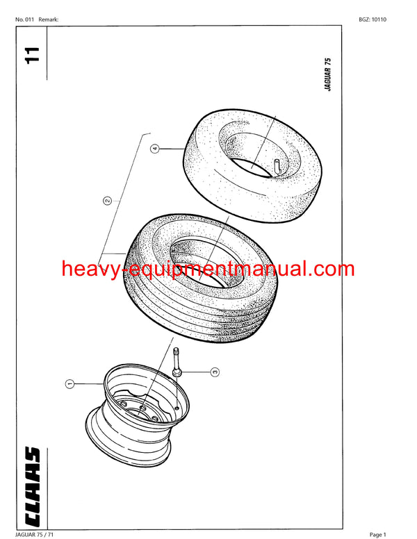 CLAAS JAGUAR 75 71 FORAGE HARVESTER PARTS CATALOG MANUAL (SN: 17201011-17299999)