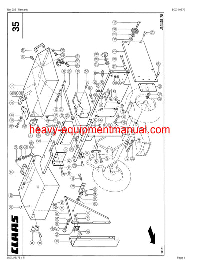 PDF Claas 75/ 71 Jaguar Forage Harvester Parts Manual