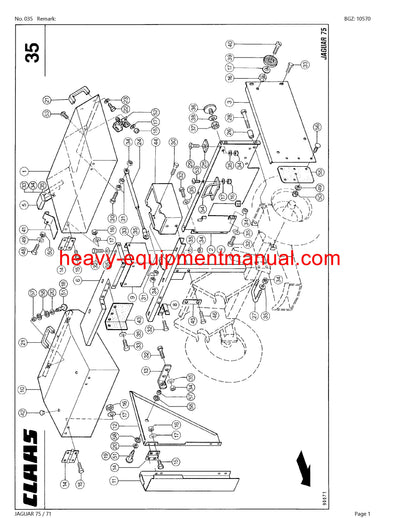 CLAAS JAGUAR 75 71 FORAGE HARVESTER PARTS CATALOG MANUAL (SN: 17101011-17199999)