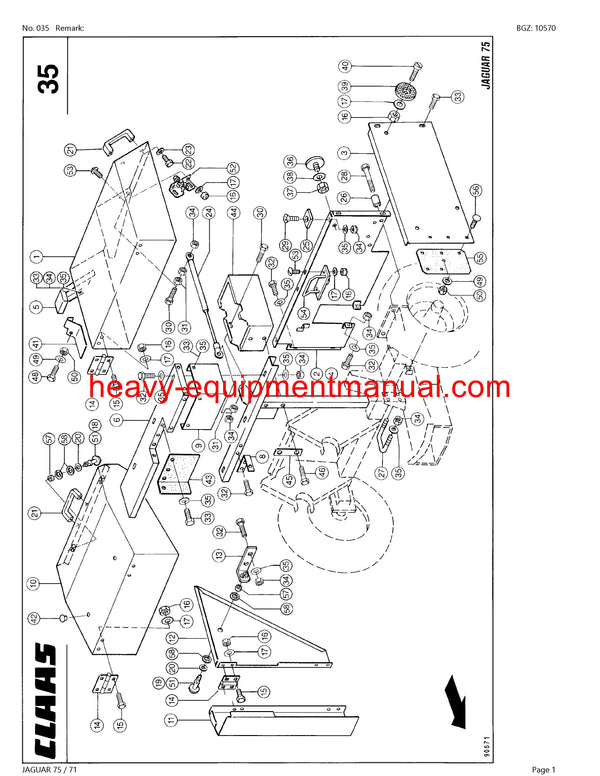 CLAAS JAGUAR 75 71 FORAGE HARVESTER PARTS CATALOG MANUAL (SN: 17201011-17299999)