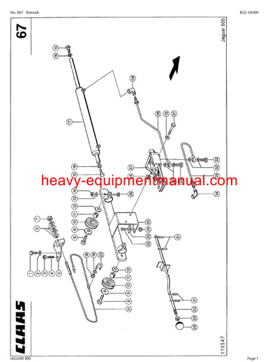 CLAAS JAGUAR 800 FORAGE HARVESTER PARTS CATALOG MANUAL