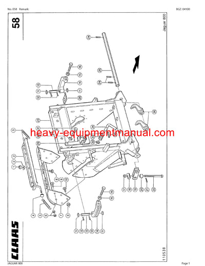 CLAAS JAGUAR 800 FORAGE HARVESTER PARTS CATALOG MANUAL