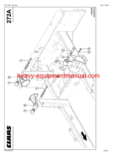 CLAAS JAGUAR 810 FORAGE HARVESTER PARTS CATALOG MANUAL