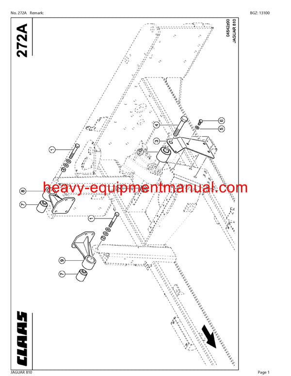 CLAAS JAGUAR 810 FORAGE HARVESTER PARTS CATALOG MANUAL