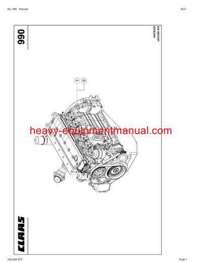 PDF Claas 810 Jaguar Forage Harvester Parts Manual