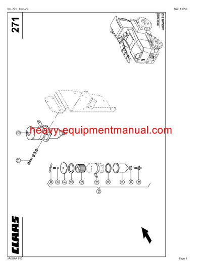 CLAAS JAGUAR 810 FORAGE HARVESTER PARTS CATALOG MANUAL